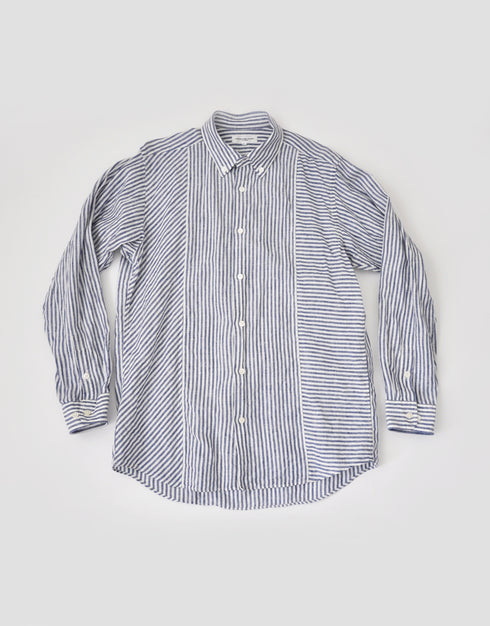 リネンストライプの切替シャツ